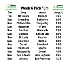 Week 6 Schedule Opens with Winless Giants Clashing with Bears in Chicago Week 6 Schedule Opens with Winless Giants Clashing with Bears in Chicago